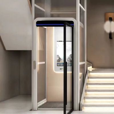 304# Thép không gỉ nhà thang máy thủy lực Thép không gỉ khung của cabin với cửa tự động