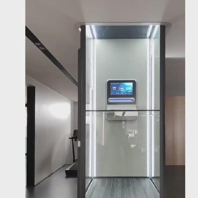 Thang máy tự động 400 kg với các tính năng an toàn cho cabin kính vuông trong nhà 2 điểm dừng