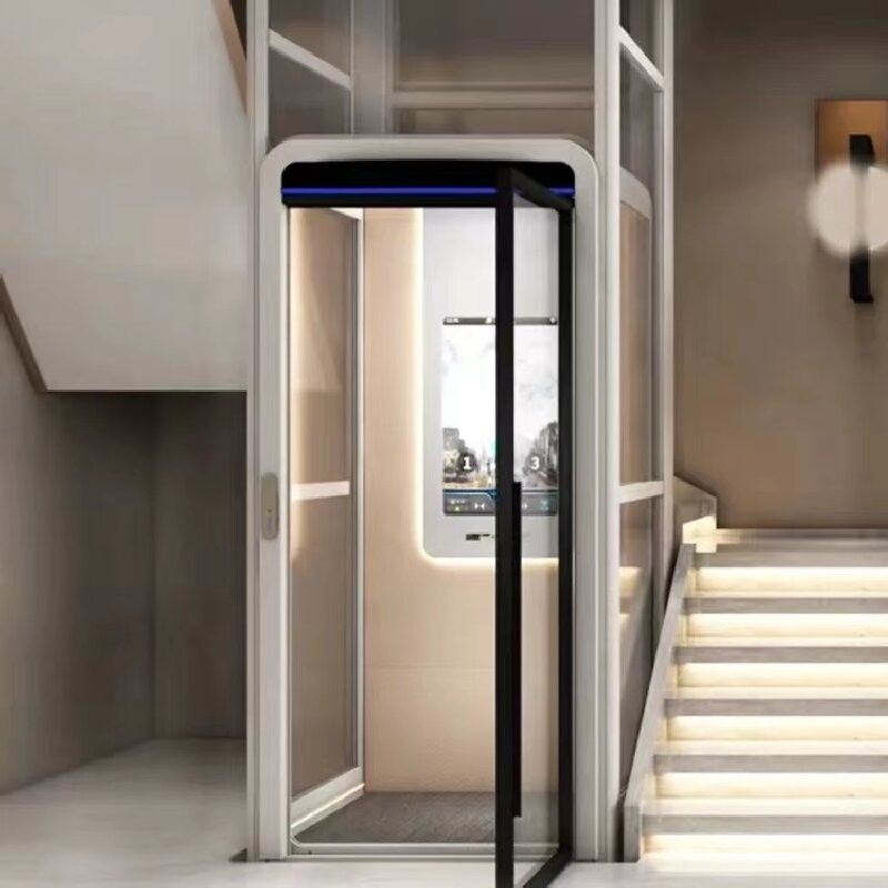 304# Thép không gỉ nhà thang máy thủy lực Thép không gỉ khung của cabin với cửa tự động