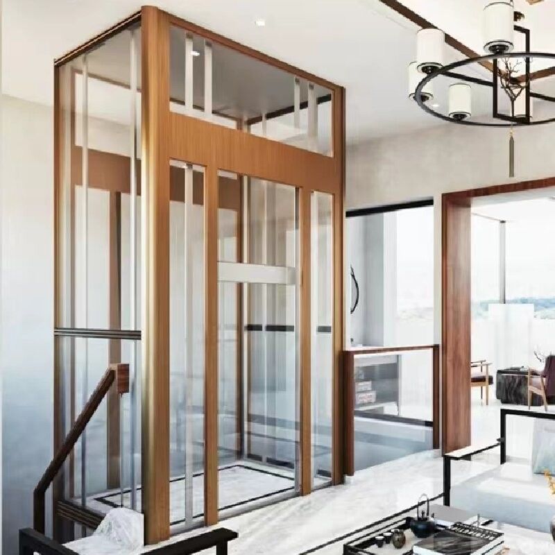 Thang máy gia dụng thủy lực đơn pha AC ¥ 14,5 m, 5 điểm dừng, không hố